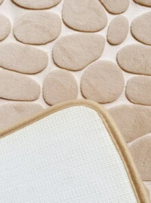 1 pieza/Set de 3 piezas Alfombra de baño de piedra beige con relieve, de alta rebote y absorbente, antideslizante, set individual o de 3 piezas, decoración de baño, alfombra de piso, alfombra de exterior, felpudo, decoración de otoño, accesorios de baño, decoración de entrada