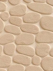 1 pieza/Set de 3 piezas Alfombra de baño de piedra beige con relieve, de alta rebote y absorbente, antideslizante, set individual o de 3 piezas, decoración de baño, alfombra de piso, alfombra de exterior, felpudo, decoración de otoño, accesorios de baño, decoración de entrada