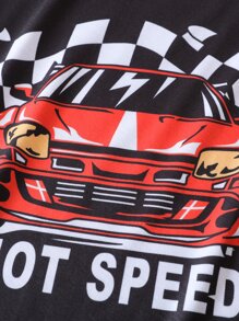 Boys Car & Letter Graphic PJ Set - Black - View 4