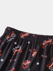 Boys Car & Letter Graphic PJ Set - Black - View 5