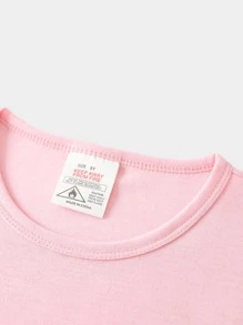 Girls Cartoon Graphic Tee & Leopard Print Trousers PJ Set - Multicolor - View 3