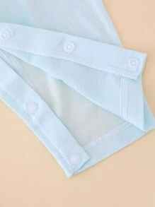 嬰兒小帆船圖案連身褲帶鈕扣爬行衣服彈簧和夏天 - 淺藍色 - 查看 3