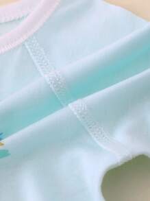 嬰兒小帆船圖案連身褲帶鈕扣爬行衣服彈簧和夏天 - 淺藍色 - 查看 6