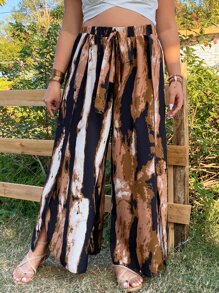 SHEIN Holidaya Pantalones de pierna ancha de tie dye - Multicolor - Ver 1