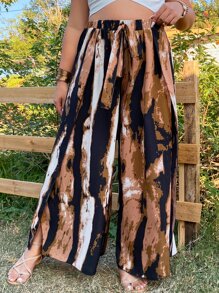 SHEIN Holidaya Pantalones de pierna ancha de tie dye - Multicolor - Ver 3