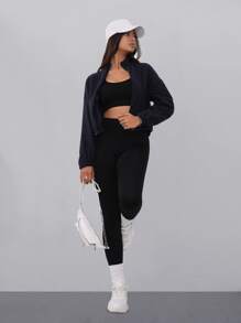 SHEIN Yoga Sxy Medium Support  Softness Sports Bra - Black - View 6