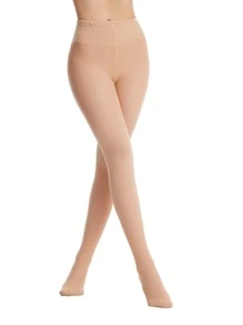 Solid Plush Lined Tights - Camel - View 3