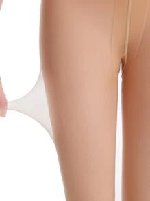 Solid Plush Lined Tights - Camel - View 7