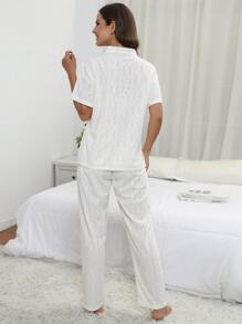 Conjunto de pijama con estampado de corazón y letra