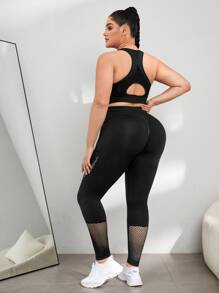 SHEIN Yoga Sxy Plus High Stretch Cutout Racer Back Sports Set - Black - View 2