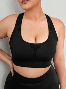 SHEIN Yoga Sxy Plus High Stretch Cutout Racer Back Sports Set - Black - View 7