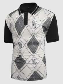 Manfinity Men Argyle Print Polo Shirt - Multicolor - View 1