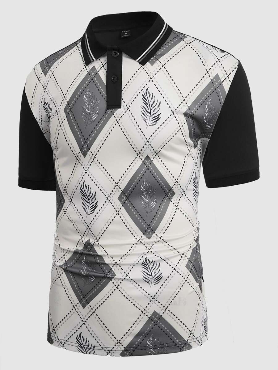 Manfinity Men Argyle Print Polo Shirt - Multicolor - View 1