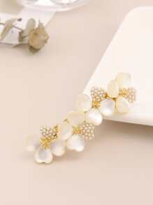 1 chiếc kẹp tóc hình hoa lấy cảm hứng từ đá mắt mèo, trang trí ngọc trai giả thanh lịch, thích hợp cho ngày Valentine, phụ kiện tóc, phụ kiện đội đầu, kẹp cài tóc, trang phục đi nghỉ mát cho nữ. - Nhiều màu - Xem 1