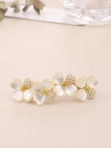 1 chiếc kẹp tóc hình hoa lấy cảm hứng từ đá mắt mèo, trang trí ngọc trai giả thanh lịch, thích hợp cho ngày Valentine, phụ kiện tóc, phụ kiện đội đầu, kẹp cài tóc, trang phục đi nghỉ mát cho nữ. - Nhiều màu - Xem 3