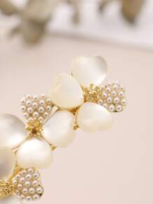 1 chiếc kẹp tóc hình hoa lấy cảm hứng từ đá mắt mèo, trang trí ngọc trai giả thanh lịch, thích hợp cho ngày Valentine, phụ kiện tóc, phụ kiện đội đầu, kẹp cài tóc, trang phục đi nghỉ mát cho nữ. - Nhiều màu - Xem 5