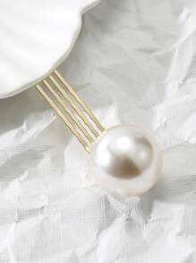Ghim cài tóc trang trí ngọc trai giả - trắng - Xem 3
