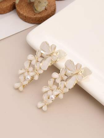 2个仿猫眼石蝴蝶鳄鱼夹，优雅百搭简约侧边发夹，波西米亚风爪夹，发爪发夹，发卡，学习用品，美发配饰