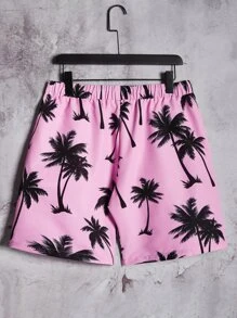 Manfinity Men 1pc Solid Shirt & 1pc Tropical Print Shorts - Multicolor - View 10