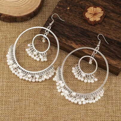 Bead Tassel Drop Earrings