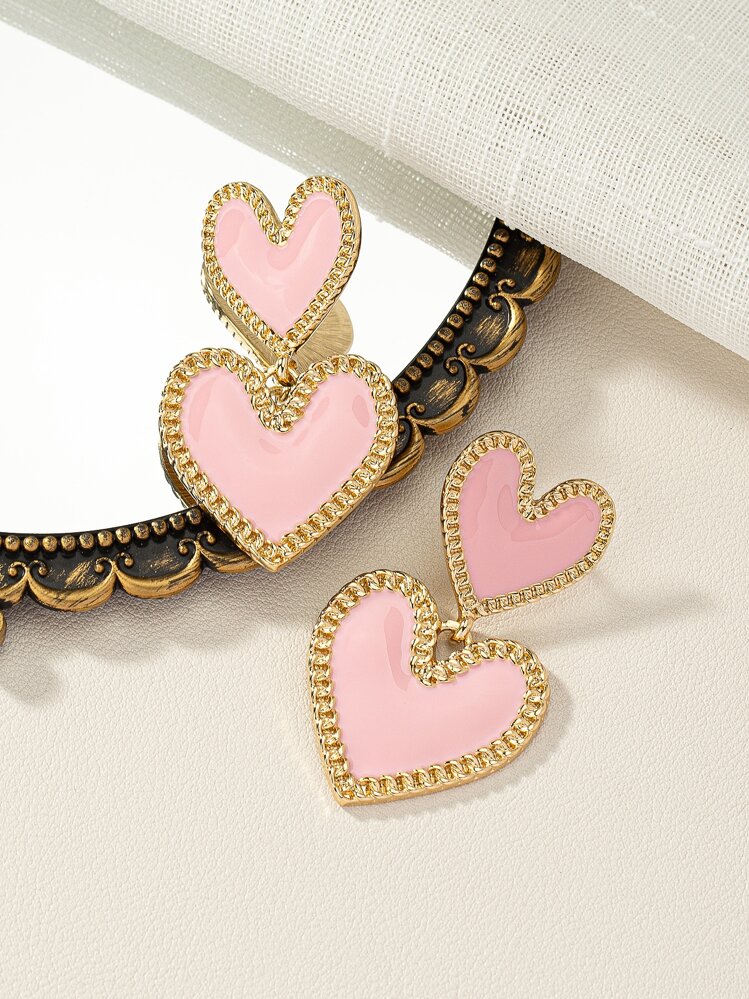 คู่ต่างหูแฟชั่นรูปหัวใจ ต่างหูห้อย อุปกรณ์ประกอบชุดสำหรับงานเลี้ยงวันวาเลนไทน์ของผู้หญิง - มัลติคัลเลอร์ - ดู 4