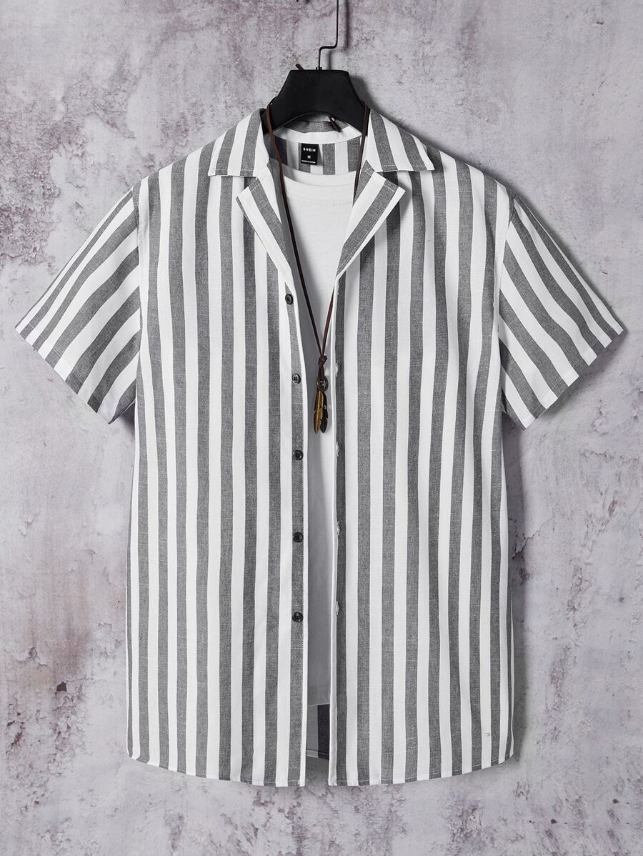 Manfinity Men Striped Print Shirt Without Tee - Multicolor - View 1