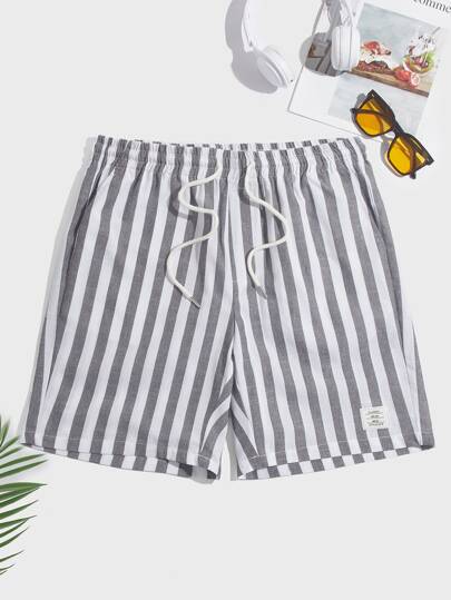 Guys Striped Print Drawstring Waist Shorts