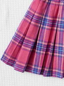 SHEIN 小女童格紋百褶半身裙