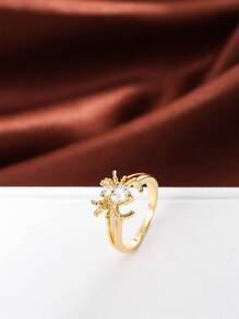 Cubic Zirconia Spider Decor Ring - Yellow Gold - View 1