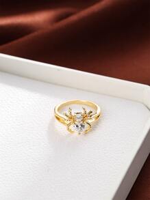 Cubic Zirconia Spider Decor Ring - Yellow Gold - View 2