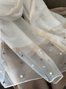 Elegant Women Fashion White Faux Pearl Decor Scarf - White - View 8