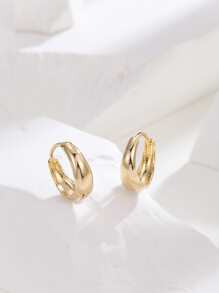 Hihho 極簡風格圓耳環 - 金黃色 - 查看 2