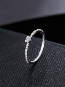 1pc Women's Engagement Cubic Zirconia Heart Shaped Ring, Suitable For Daily Wear