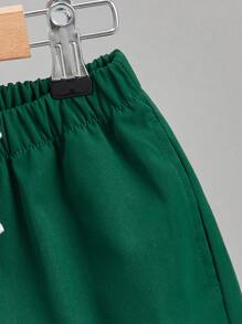 SHEIN Young Boy Tropical Print Shirt & Drawstring Waist Shorts - Multicolor - View 4