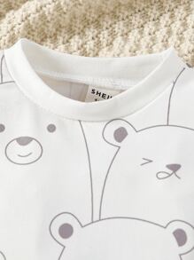 男嬰小熊印花T恤和卷邊短褲 - 彩色 - 查看 3