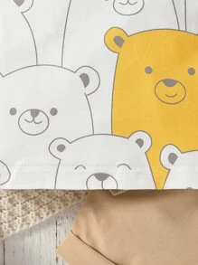 男嬰小熊印花T恤和卷邊短褲 - 彩色 - 查看 6