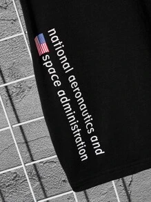 EASEVO Hombres Camiseta con estampado de letra - Negro - Ver 3