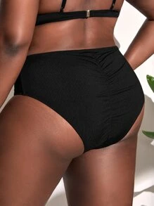 SHEIN Swim Curve Bottom de bikini tejido de canalé