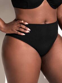 SHEIN Swim Curve Bottom de bikini tejido de canalé