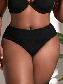 SHEIN Swim Curve Bottom de bikini tejido de canalé
