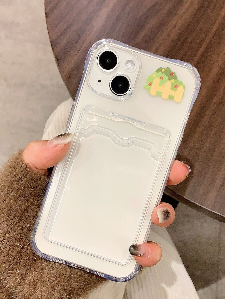 Fence & Floral Print Clear Phone Case - Multicolor - View 1