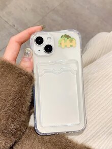 Fence & Floral Print Clear Phone Case - Multicolor - View 3