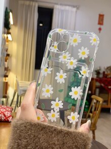 Floral Print Clear Phone Case With Card Slot - Multicolor - View 2