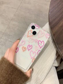 Vỏ điện thoại trong suốt in hình trái tim có khe cắm thẻ - Nhiều màu - Xem 4