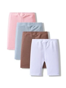 Niñas 4 piezas Shorts biker tejido de canalé - Multicolor - Ver 2