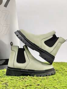 Hombres Botas chelsea de dos tonos - Verde - Ver 1