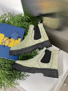 Hombres Botas chelsea de dos tonos - Verde - Ver 3