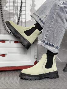 Hombres Botas chelsea de dos tonos - Verde - Ver 4