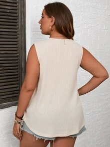 SHEIN LUNE Plus Leopard Print Contrast Binding Tank Top - Apricot - View 2