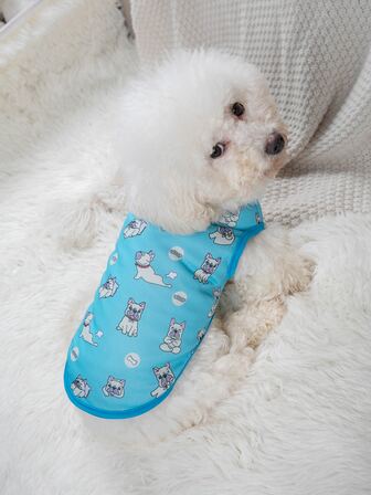 1pc Cartoon Dog Pattern Pet Tank